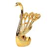 Coffee Spoon Holder Set Metal 6pcs Dessert Spoons and Swan Base Holder for Kitchen Coffee Station Bar Party Tabletop