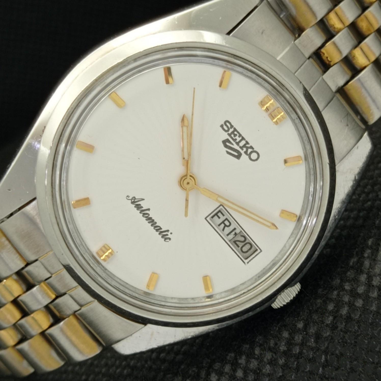 

USED VINTAGE SEIKO 5 AUTO 6309A JAPAN MENS D/D WHITE WATCH 608a-a315061-9 SKU608a-a315061