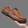 Plus Size Men's Casual Spring Leather Low-Top Shoes, Trendy Hand-Stitched and Breathable, Sizes 47-48