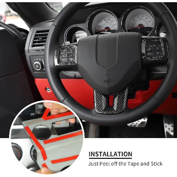 Linskip Steering Wheel Trim Compatible with Dodge Charger/Challenger/Durango/Dart 2009-2014 & Journey 2013-2022, Steering Wheel Cover for Charger