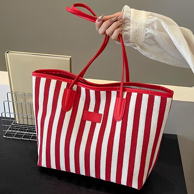 Striped Large-Capacity Casual Bag Spring And Summer Versatile Ins Foreign Style Shoulder Underarm Bag Going Out Tote Bag