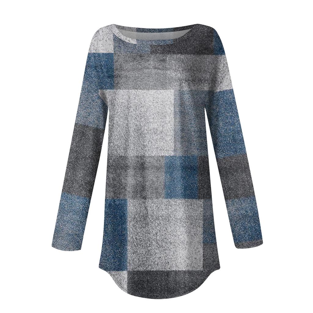 Fashion Women's Casual Long Sleeved Round Neck Printed Tops