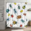Bug Art Shower Curtain Rustic Insect Print Waterproof Fabric Bathroom Decorative Hanging Shower Panel Curtains With Rings Set Ho