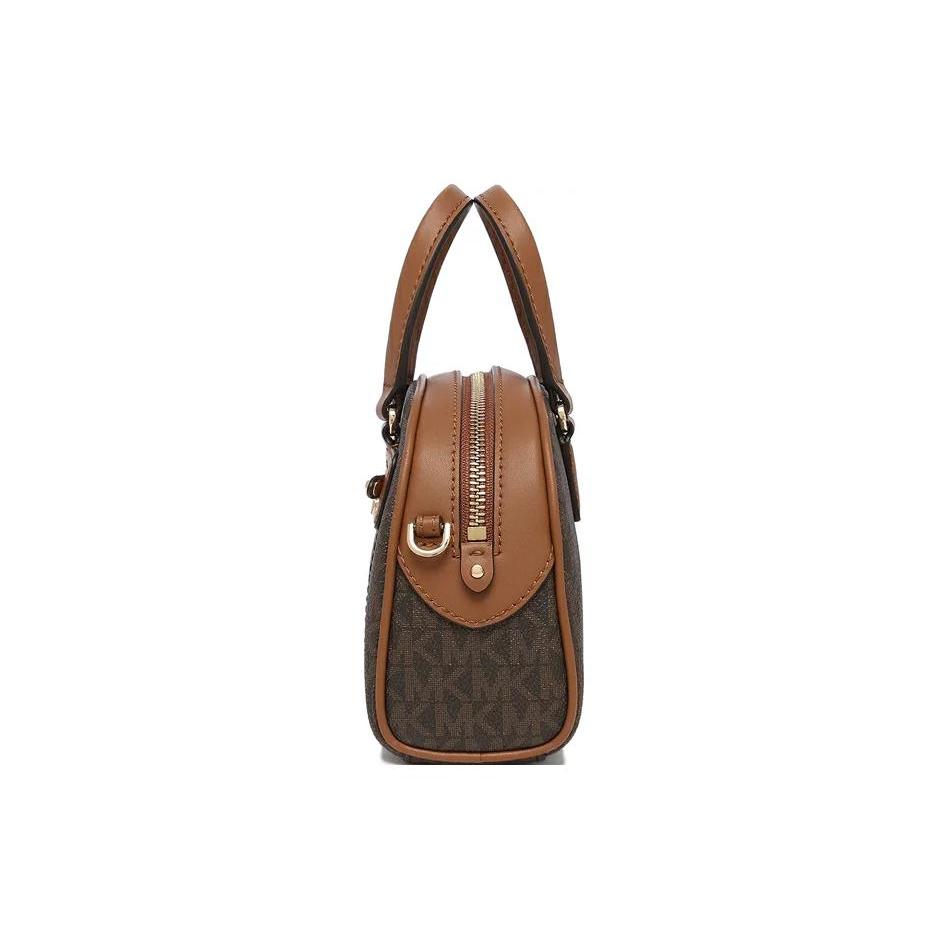 Michael Kors Bolsa de Bowling, Bolsa de Mão, Bolsa de Ombro, Bolsa Transversal Feminina em Couro Sintético com Couro de Vaca Cor Marrom Escuro 32F3G6WC0B-252