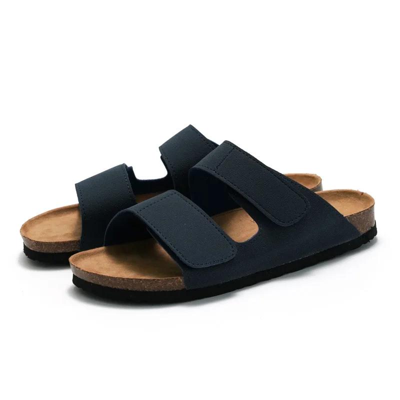 

RUIZUSTOCK Men s Soft Wooden Slippers Trendy Student Double Strap Beach Shoes Wear-Resistant Rubber Outsole Comfortable For Home 40
