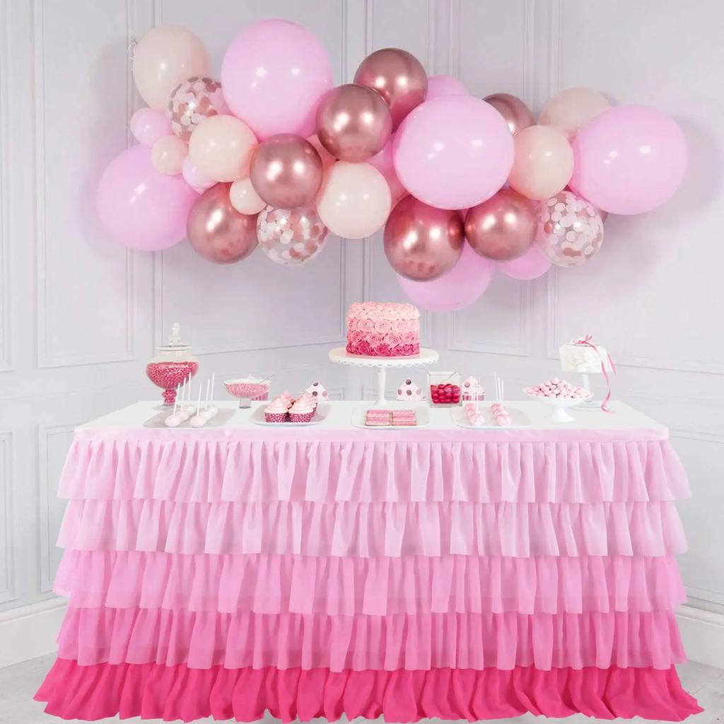 Tulle Table Skirt Tutu Tablecloth Tableware for Baby Shower Birthday Party Decorations Banquet Wedding Home Party Table Supplies
