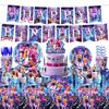 K Pop Demon Hunters Theme Birthday Party Decorations Tableware  Balloon Cup Plate Banner Backdrop for Girls Baby Shower Supplies
