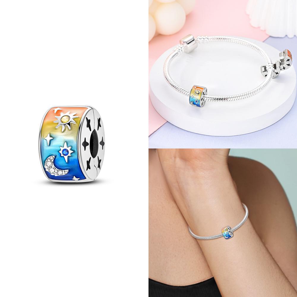 Charm Bead Charms copper Authentic Certified Blue Zircon Heart Bead Charms Jewellery Valentines Day Gift Diy Accessories Material