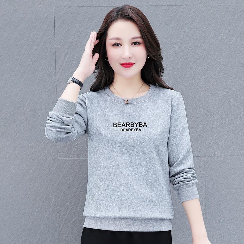 

Женская толстовка с круглым вырезом – весна/осень 2025, длинный рукав, модный бархатный топ Plus 2XL