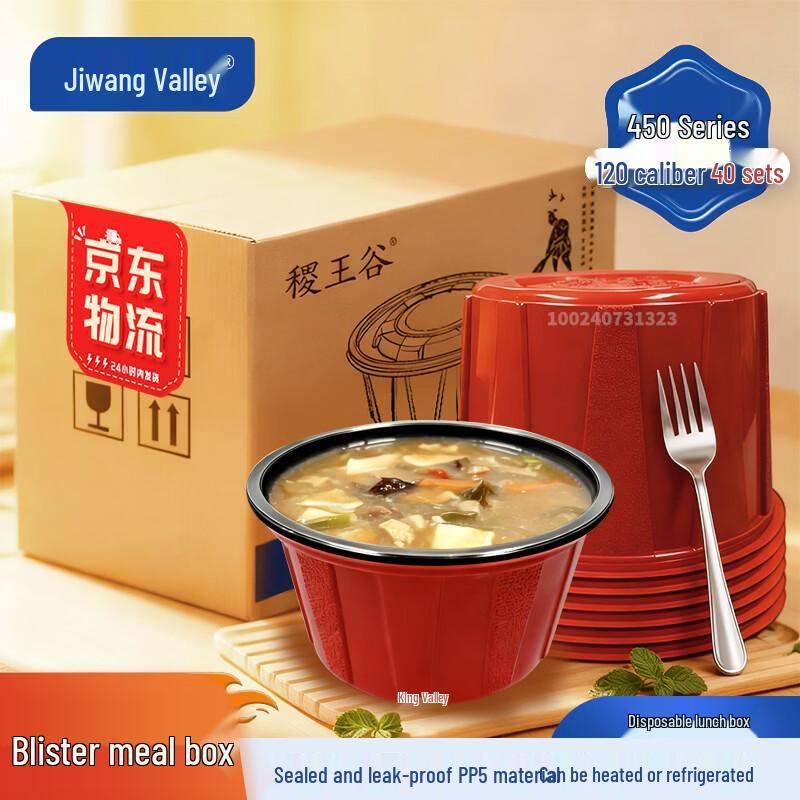 450ml Round Disposable Plastic Food Containers with Lids (40-pack)