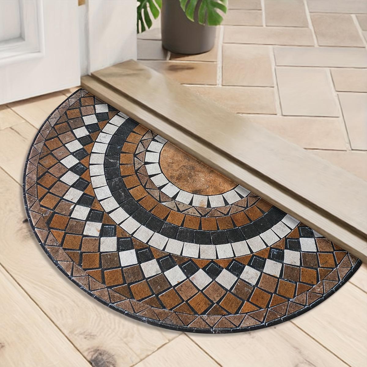 Винтажный Полукруглый Коврик для Двери в Римском Стиле Нескользящий Машинная Стирка Напольный Коврик 2D Плоский Полукруглый Ковер для Прихожей Домашний Декор 40X60CM