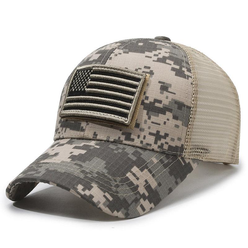 Embroidery American Flag Sticker Baseball Cap Unisex Outdoor Camouflage Sunscreen Hat Men Women Adjustable Breathable Cap