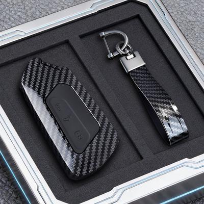 Abs Carbon Fiber Car Key Case Cover For Vw Golf 8 Mk8 Gti Gtd R Id3 Id4 Protected Fob Accessories