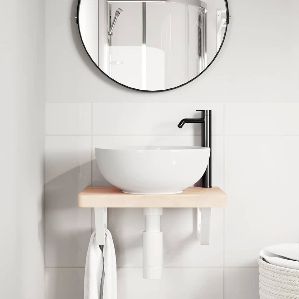 Washbasin Mounts 2 pcs White Trapezoidal Steel