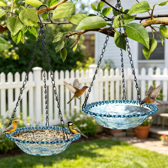 Bird Feeder with Removable Tray Hanging Bird Bath S Hook Design Bird Tub Shower Tray for Garden Balcony Patio