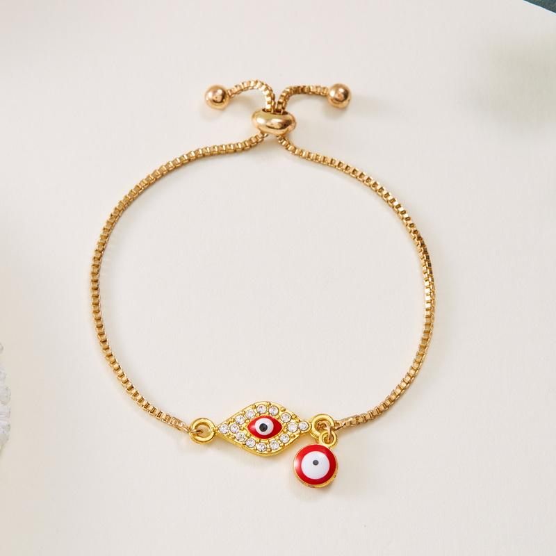 Classic Turkish Blue Evil Eyes Bracelet for Women Men Shining Rhinestone Palm Push Pull Adjustable Bracelet Lucky Jewelry Gift