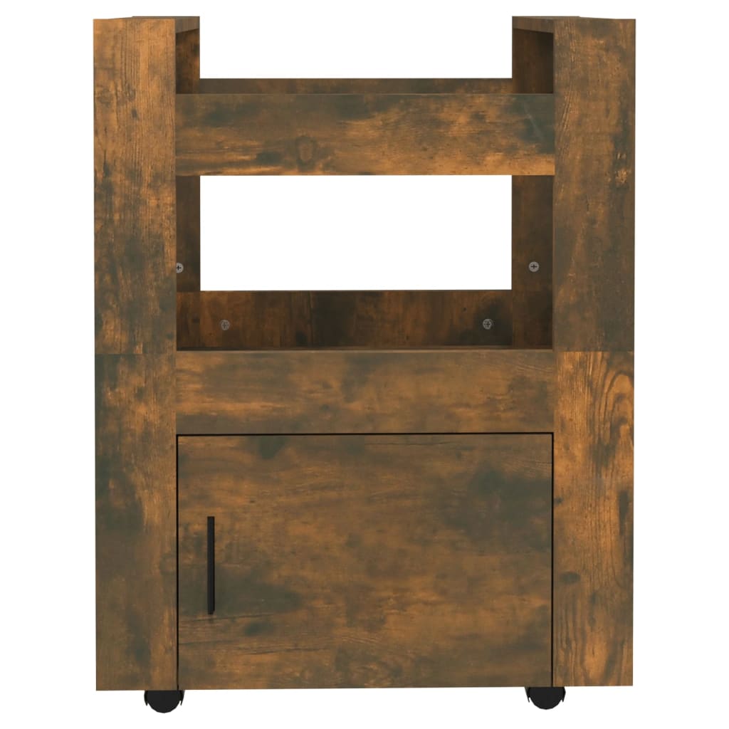 Kitchen Trolley Smoked Oak Finish 60 X 45 X 80 Cm Engineered Wood