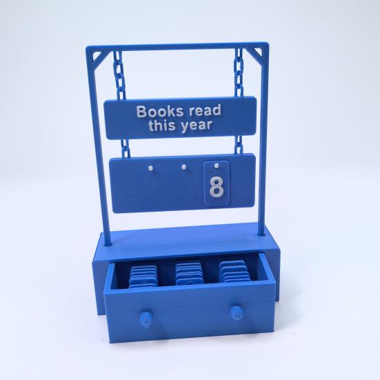 3D Printed Hanging Book Counter Book Read This Year Tracker Reading Target Display Number Sign Shelf Desk Decoration Book Lovers Gift