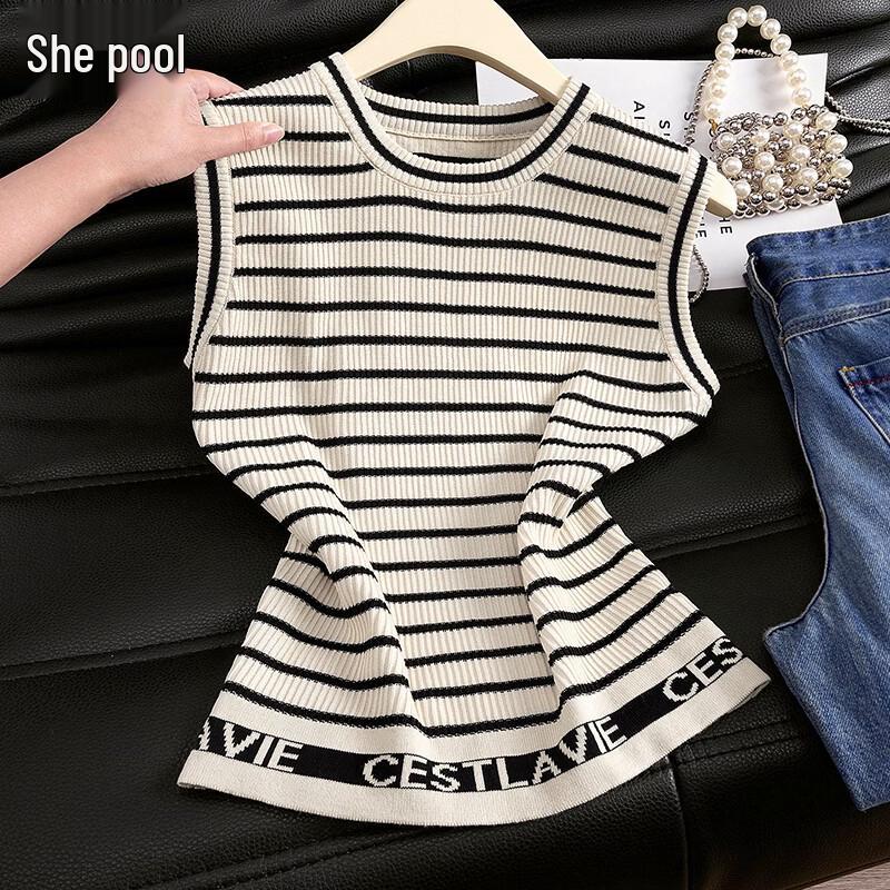 

Women s Striped Slim Fit Knit Vest Top M