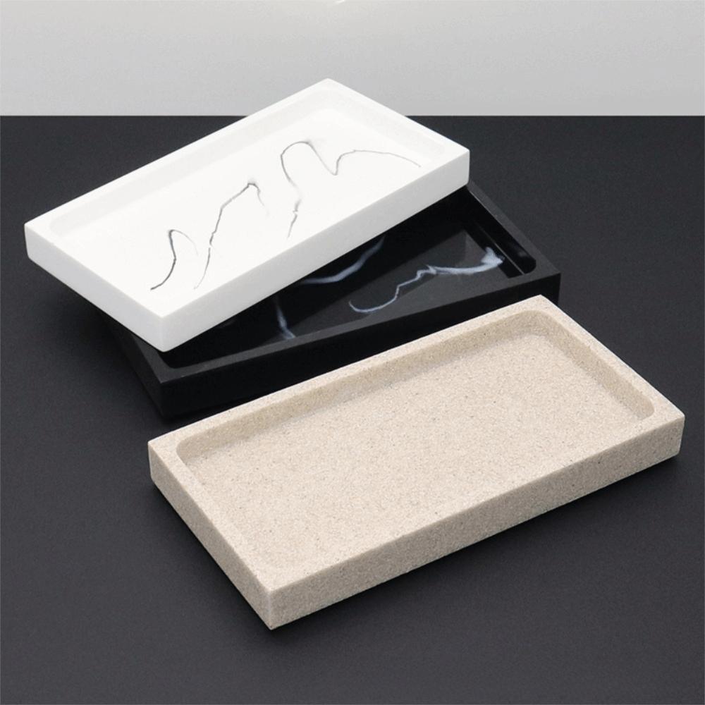Luxury Marble Patterned Bathroom Counter Tray Resin Rectangular Toiletries Storage Tray Soap Dispenser Tray