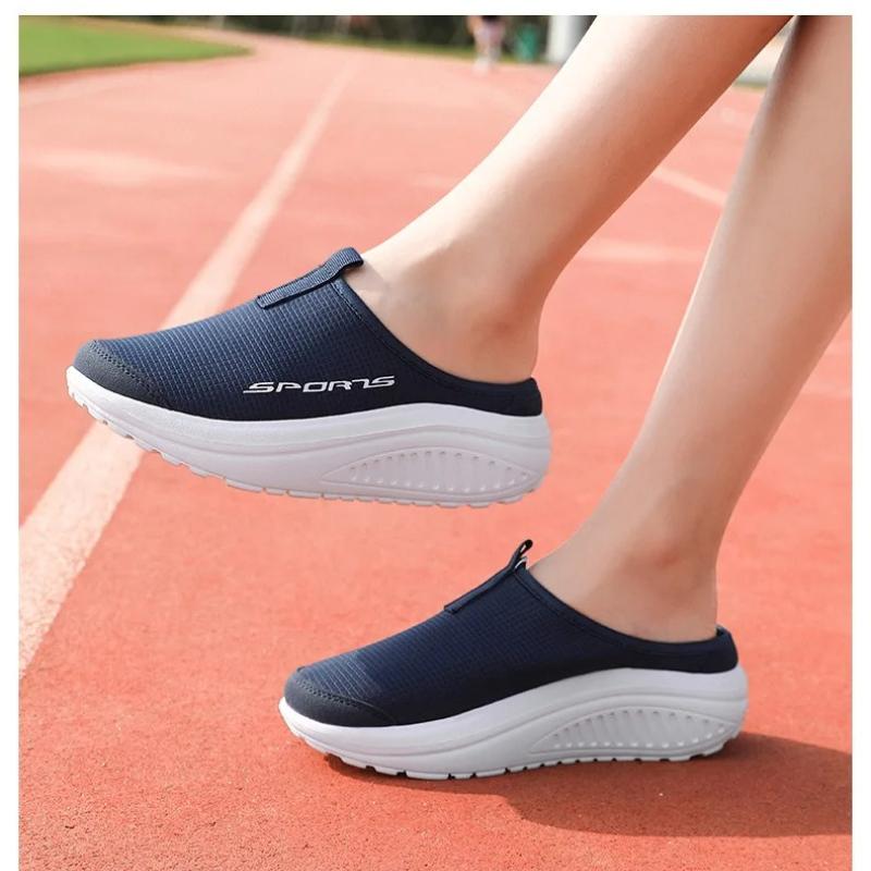 Summer Outdoor Anti Slip Women Casual Shoes Mesh Breathable Soft and Comfortable Flat Slippers Thick Bottom Size