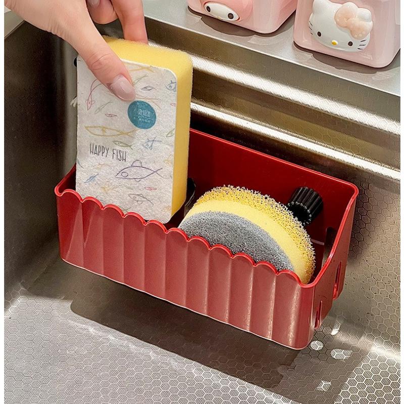 Porta Lavello Multifunzione Rimovibile con Ventosa Scaffale Organizer da Parete Organizer da Bancone per Bagno Scaffale Drenante