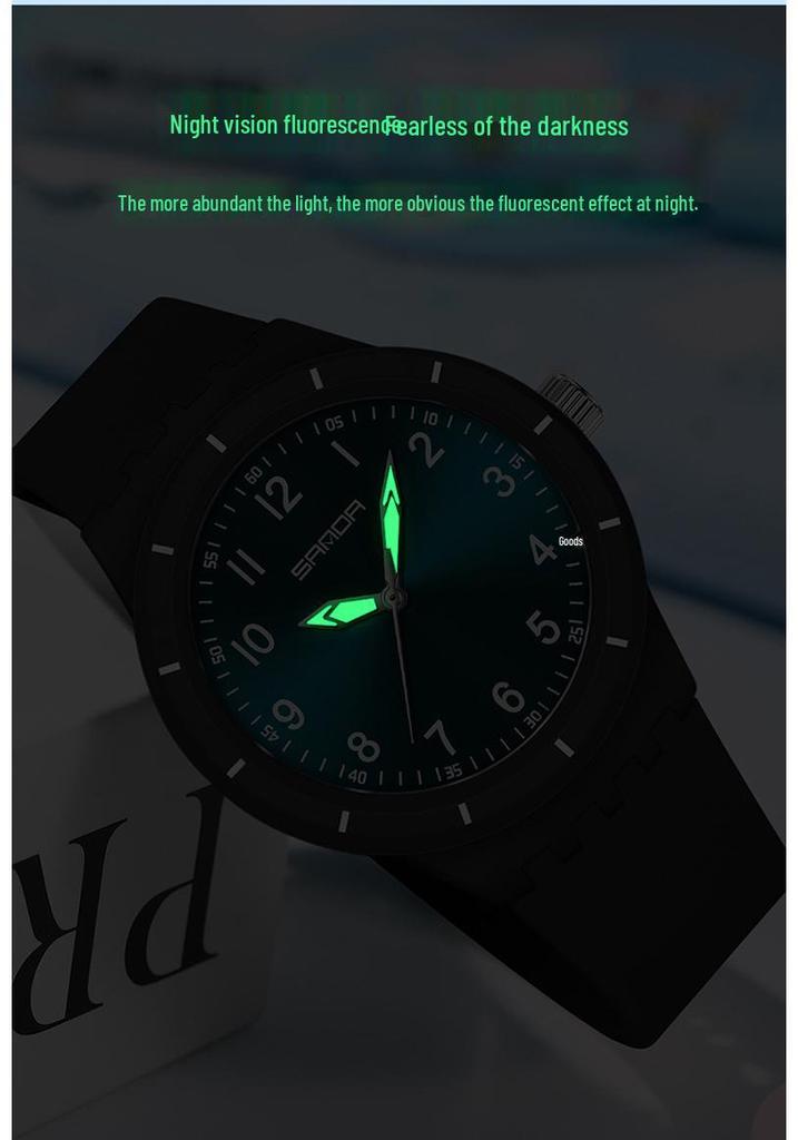 Sanda Wasserdichte Leuchtende Quarz-Armbanduhr - Einfaches Zeigerdesign für Schüler