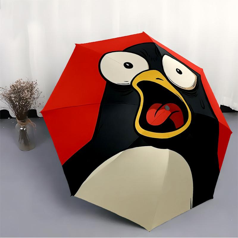 1pc Penguin Circle Automatic Open/Close Umbrella with One Touch Button,, Windproof Design Lightweight Portable Umbrella for Women & Men6033