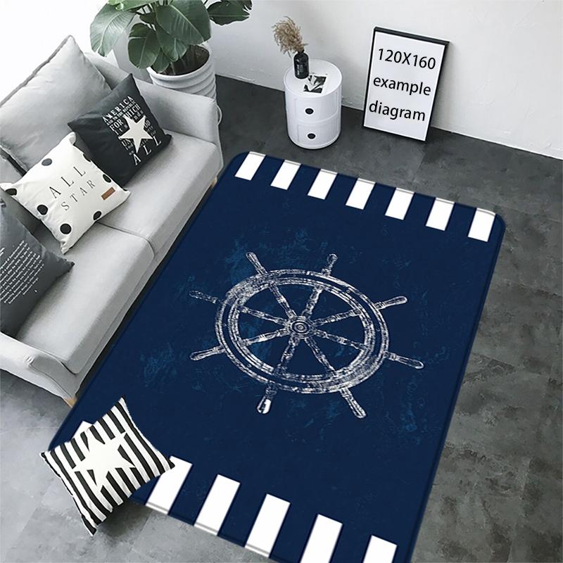 Welcome Floor Mat Sailor Anchor Carpets Rudder Compass Pattern Print Non-slip Foot Rug for Entryway Hallway Carpet Bedside Mats