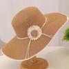 Summer New Fashion Flower Versatile Wave Hat Small Face Foldable Sunscreen Sun Hat Straw Hat