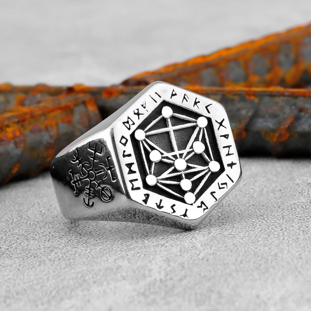 Viking Stainless Steel Tree of Life Viking Compass Ring Vintage Fashion Fashion Gifts Jewelry Party for Men and Women