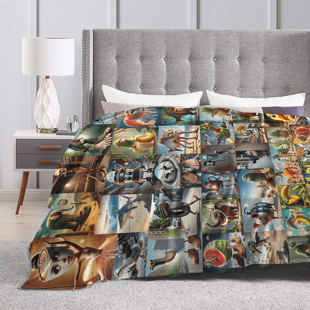 Warm Soft Blanket Funny Italian Brainrot Memes Compilation Bedding Throws Flannel Bedspread For Couch Chair Sofa Bed Bed Cover
