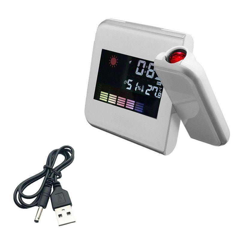 Led Digital Projection Alarm Clock Weather Thermometer Snooze Back Light