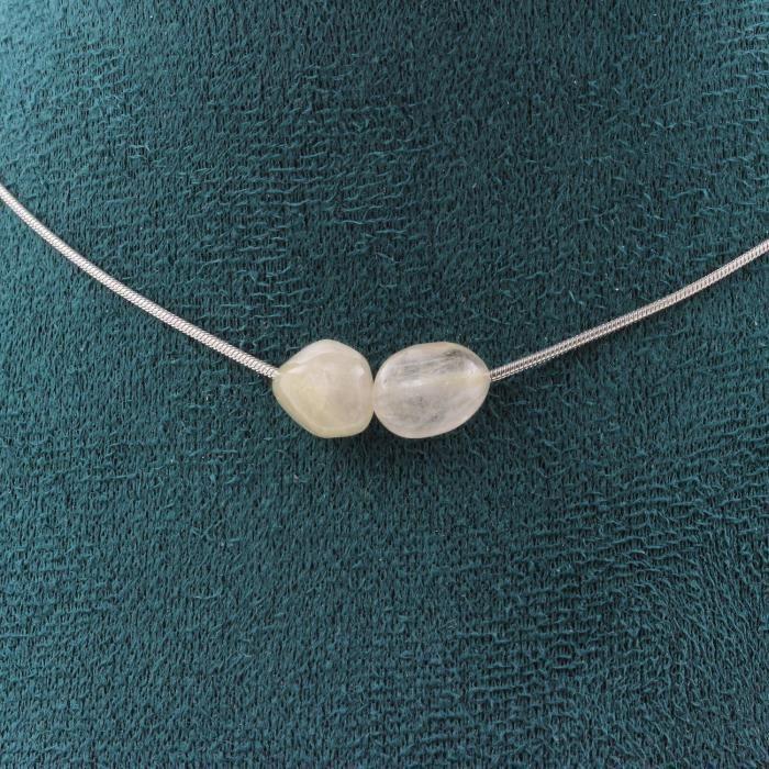 Collier en Quartz à Rutile doré - ABIJOUX - Chaine en acier - 45 cm - Taille personnalisable - Mixte