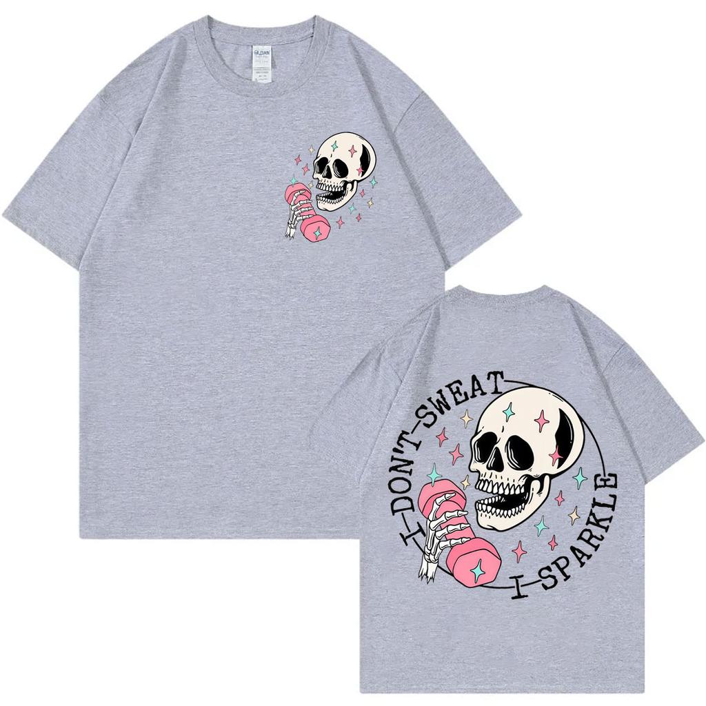 Funny Skeleton Pump Cover Tshirts Men Women Clothing Gothic Fashion Short Sleeve Tshirt High Quality Cotton Oversized T Shirt
