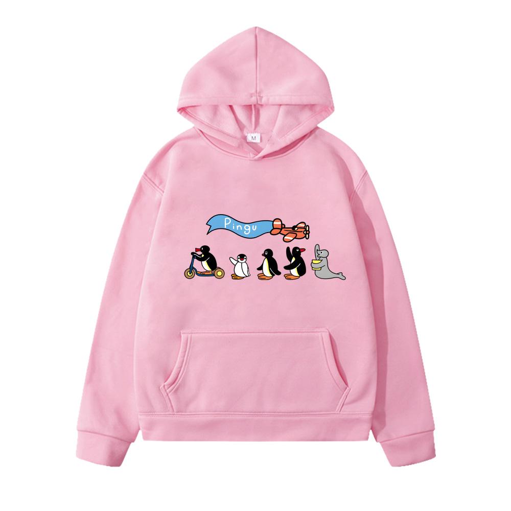 

Pingu Cartoon Hoodies Casual Print Sweatshirts Girls Kawaii Y2k Sudadera Kids Clothes Boys Winter Pullovers Long Sleeve Anime Tops 130 розовый