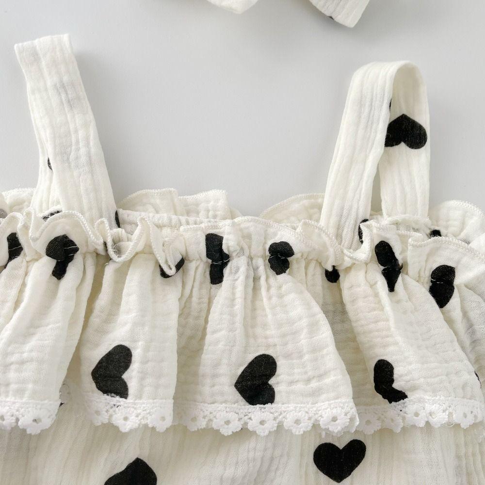 Ruffle Heart Baby Romper Bow Heart Baby Shorts Climb Suit Fashion Lace Baby Jumpsuit  Infant Wear