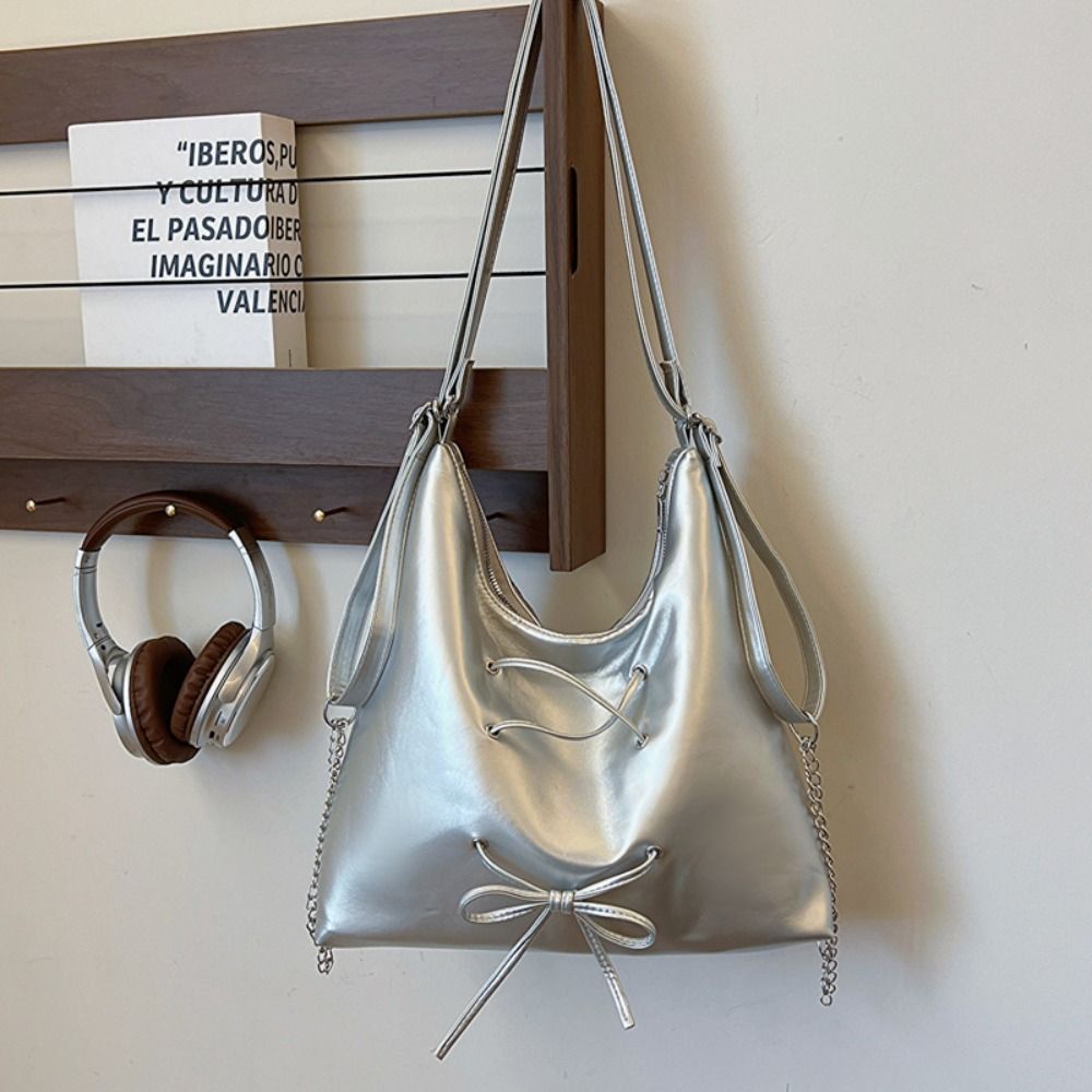 

Сумка-шоппер с бабочкой на плече, сумка в корейском стиле из искусственной кожи, сумка через плечо Balletcore Bow Bag для девочек белый