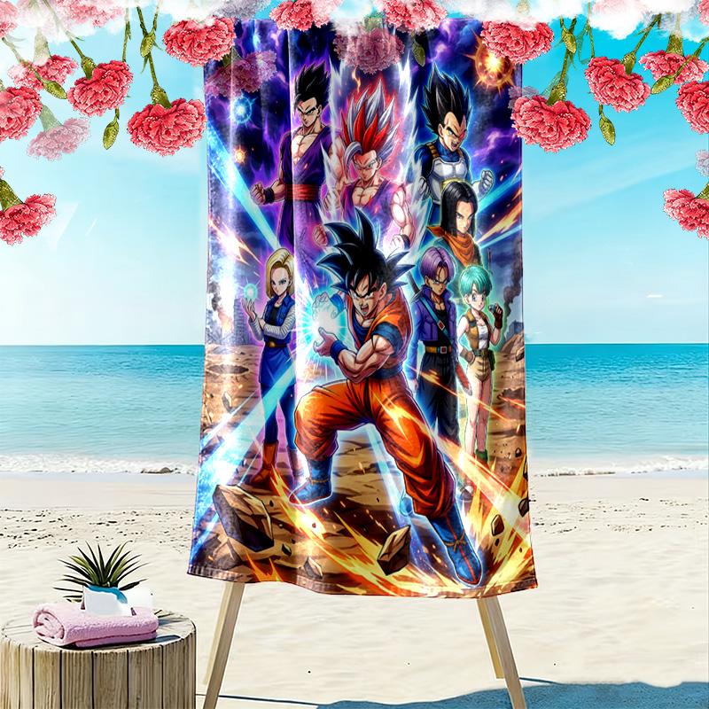 Son-Goku Print Beach Towel, Large Soft Quick Dry Towel for Beach Camping Swimming