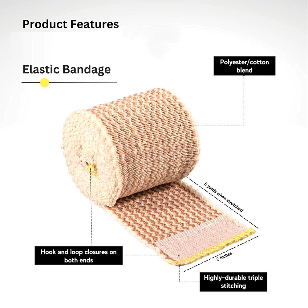 Elastic Bandage Wrap Cotton Latex Free Compression Bandage With Touch Closure For Sports Support First Aid
