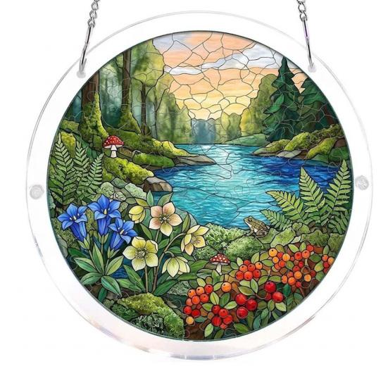 Acrylic Puzzle Suncatcher, Stained Glass Window Hanging Ornaments, DIY Jigsaw Puzzle Sun Catcher Kit for Home, Garden Decor, Gift for Women,