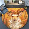Autumnal Deer Round Area Rug,Carpet Rug for Living Room Bedroom Sofa Playroom Decor,Non-slip Floor Mat