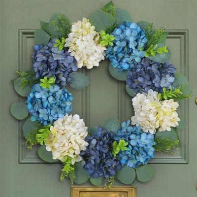 Blue And Hydrangea Wreath Door Hanging Withered Branch Simulation Wreath