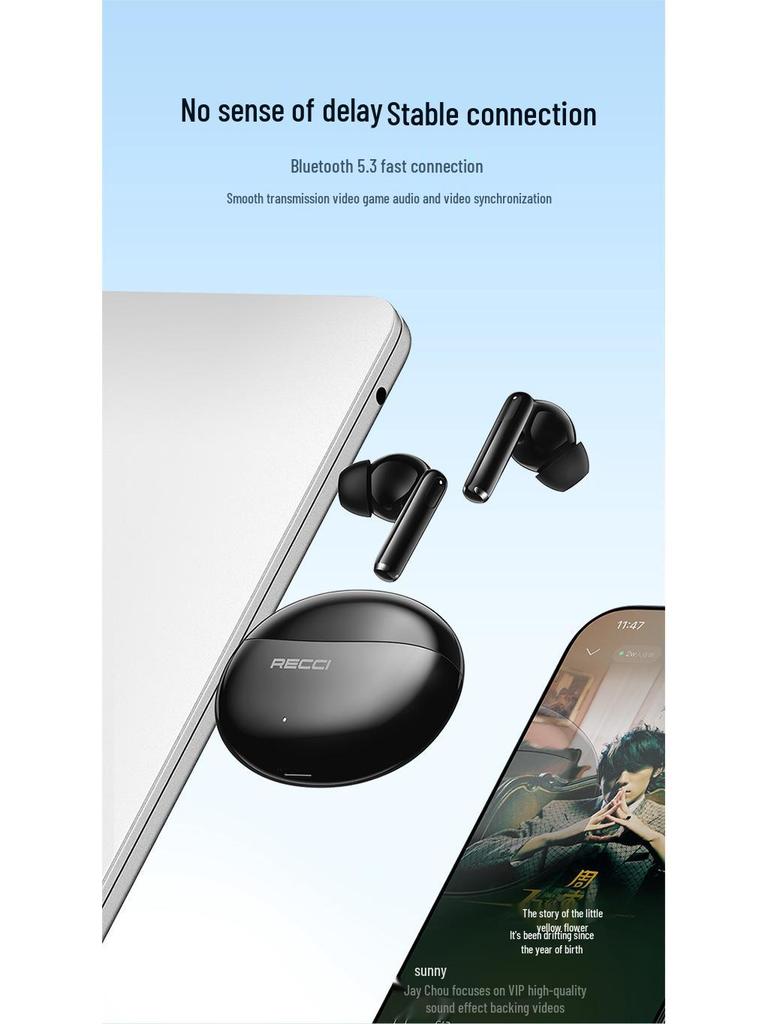 Recci REP-W99 Semi-In-Ear Bluetooth Headphones, True Wireless, High Sound Quality TWS 5.3