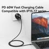 USAMS SJ769 U91 60W Aluminum Alloy Fast Charging Cable 1m USB-C to USB-C Data Cable