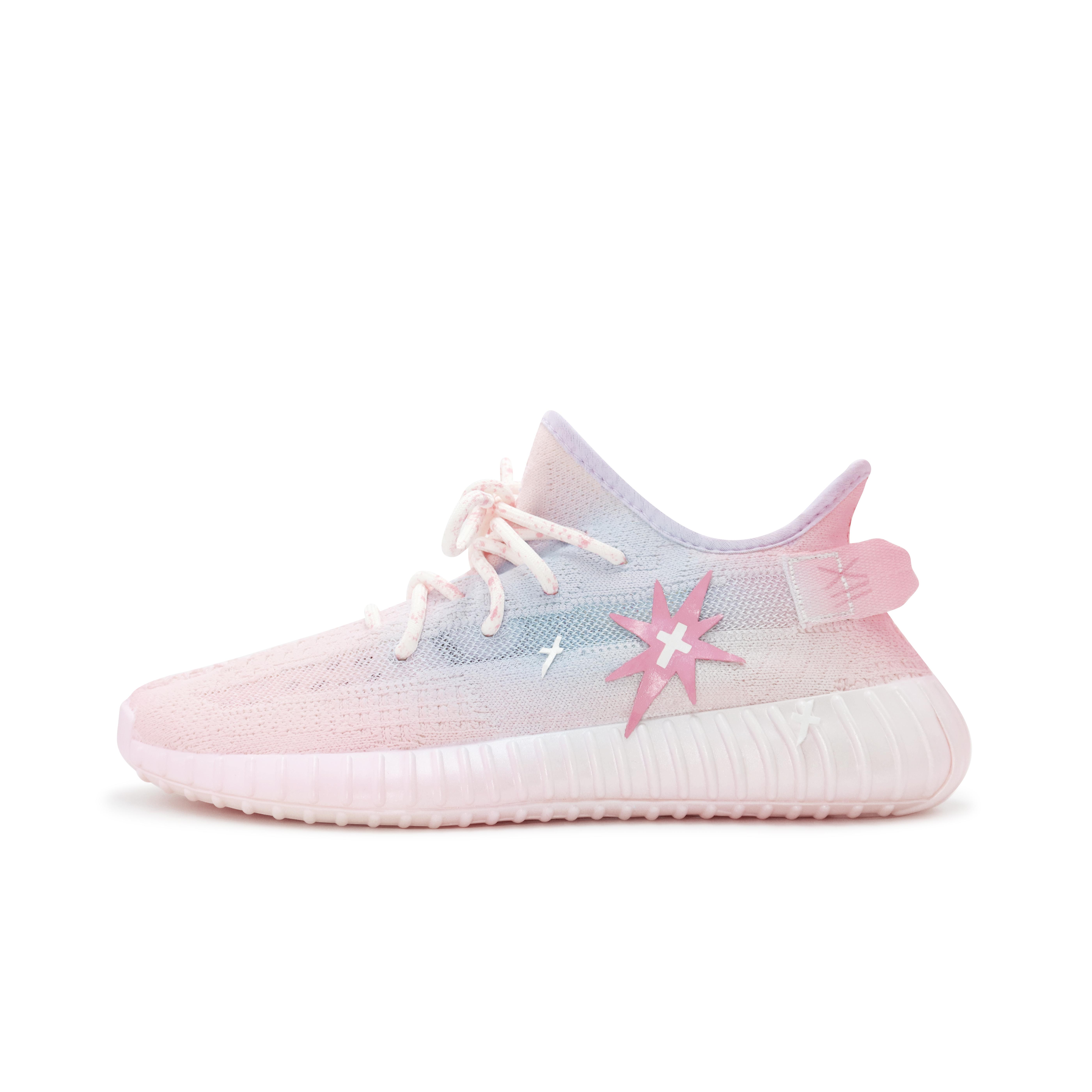 

Adidas Originals Yeezy Boost 350 V2 Cushioning Slip Resistant Low top Casual Shoes Unisex Ice Pink Blue HQ6316(Team186-) 38