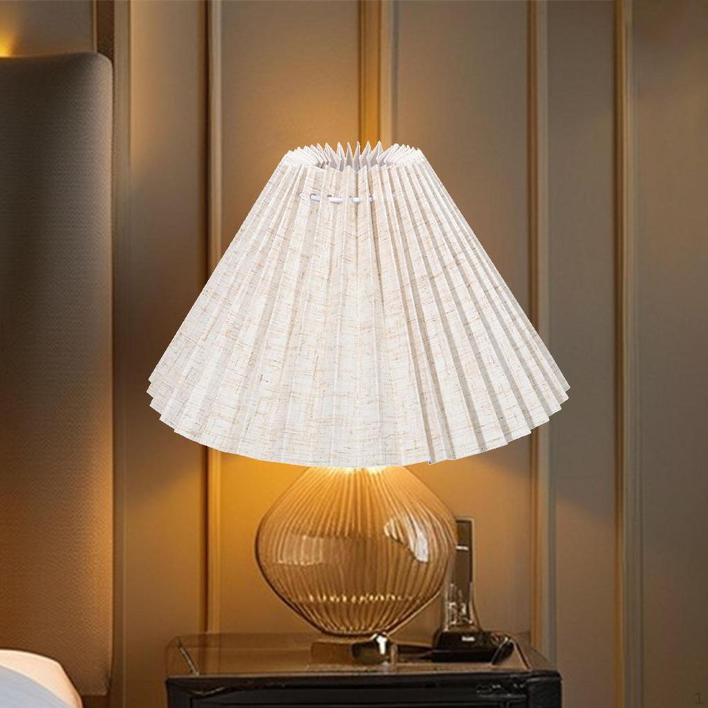 Pleated Lampshade Desk Lamp Cover Fits E27 Base Modern Easy Assembly Table Shade Light
