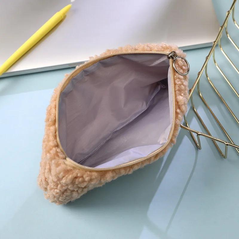 1PCS Hairy Cute Kawaii Cat Paw Plush Pencil Bag Case Girl Supplies Simple Student Stationery Pen Case Storage Bag Gifts for Kids