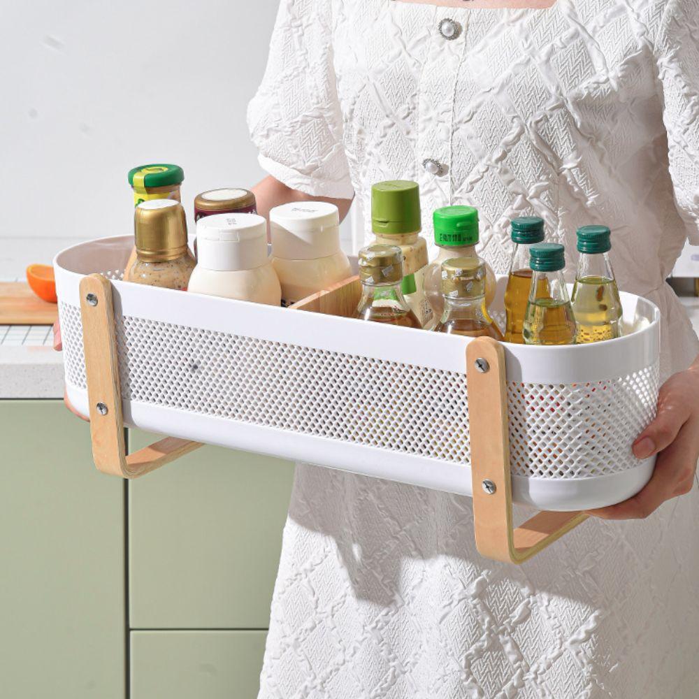 Large Capacity Cosmetic Storage Box with Divider Modern Desktop Organizer Minimalist Style Space-saving Kicthen Storage Basket