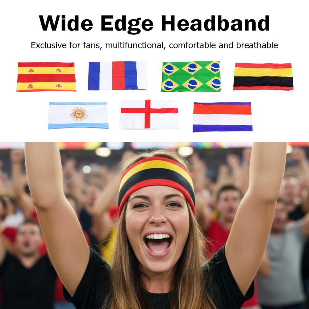 Football game headscarf national flag pattern sports headband elastic wide edge headband men's and women's yoga headband
